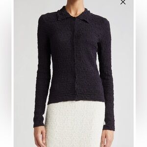 Vince Dark Blue Smocked Button down